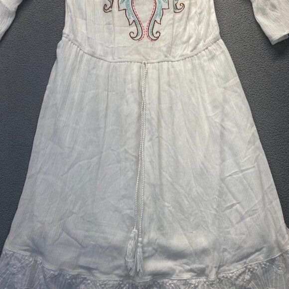 Flying Tomato Embroidered Rayon Floral White Dress Size Large - Picture 9 of 10
